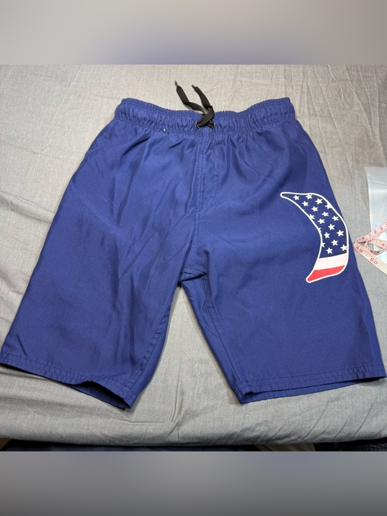 Hurley Other - Hurley Blue Swim Trunks with American Flag Whale Graphic